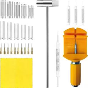 시계 링크 제거 키트 수리 도구 및 밴드 조정 스트랩 핀 체인 크기 조절기 스프링 바 해머