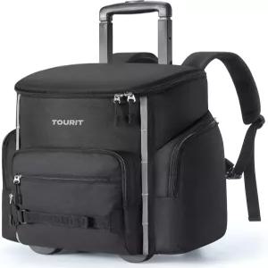 TOURIT 롤링 쿨러 백팩 누수 방지 방수 단열 36캔 비치 바퀴와 손잡이가 있는 야외 캠핑 피크닉 여행