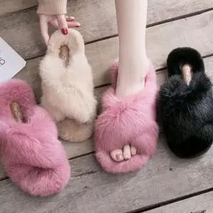 [S0A218X]토끼털 슬리퍼 퍼 털슬리퍼 방한화 겨울