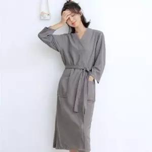 프리미엄샤워가운 여성 그레이 L 샤워 목욕가운 와플 호텔가운