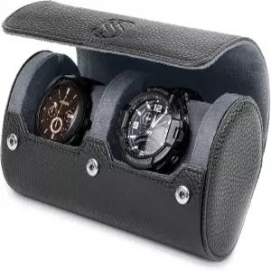 2 남성용 시계 여행 케이스 - 스마트하고 고급스러운 시계를 위한 세련된 인조 가죽 정리함 휴대용 여행용