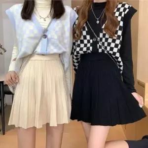 [의류] 허리밴딩 주름 니트 플리츠 미니 스커트