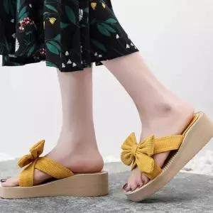 [SBG8DV2]푹신한 슬리퍼 통굽 키높이 리본 발편한