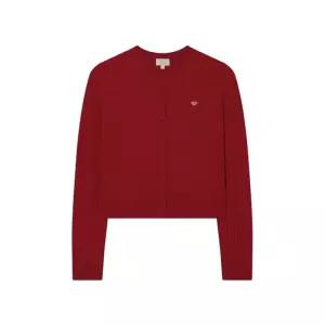 국내매장판 커버낫 우먼 클로버하트 케이블 가디건 레드 596526