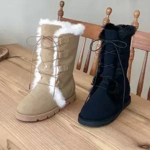 [SBG8AX6] 퍼트리밍 레이스업 윈터 미들부츠 여성 5FW