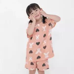 (더오투투)러브 래빗 반팔 상하 세트 봄 여름 유아 내의 실내복 잠옷 내복