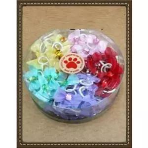 [반려] 강아지 머리핀 레인보우 망사 원큐빅1통100개