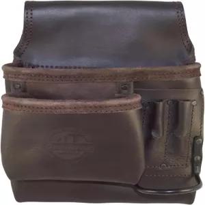 그레인텍스 OS2202 5 포켓 왼손잡이 오일 태닝 가죽 네일 도구 파우치 다크 브라운 색상의