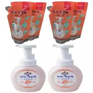 아이깨끗해 핸드워시 복숭아향 250ml 용기 2개 + 리필 200ml 4개