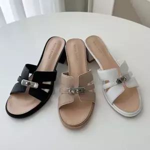 인기상품 소가죽 더블스트랩 버클 슬리퍼 로우힐 여성화 6SS [WFM08LK_260307]