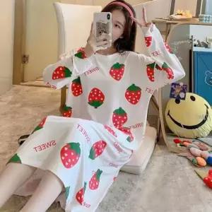 [라일리의류] Rly 화이트레드 베리 파자마원피스 원피스 가을잠옷 여