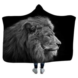 호랑이 사자 동물 극세사 차박 후드 블랭킷 이불 담요 무릎 양털 망토 캠핑