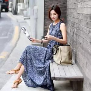 [라일리여성의류] Rly 민소매 쉬폰원피스 랩 롱원피스 나시원피스 허리밴