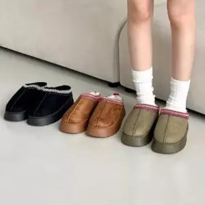 |CCS7ECC|여성 겨울 기모 스웨이드 통굽 숏 뮬 슬리퍼