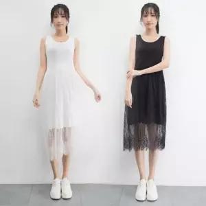 [라일리여성의류] Rly 민소매 레이어드 레이스 원피스 이너원피스 랩원피