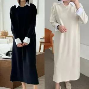 bns 라렌 아이보리 여성 빅사이즈 셔츠 롱 원피스 임부복 임산부