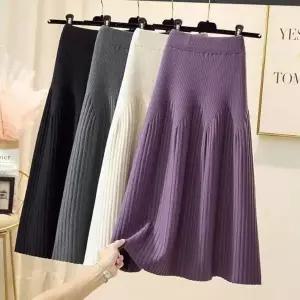 니트 골지 여성 롱스커트 니트치마 스커트