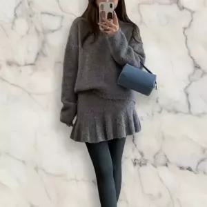 |CCD2935|여성용 브이넥 니트 스커트 세트 가을 겨울용