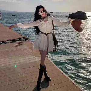 [신상오픈런]|CCO59FD|여성 브이넥 퍼프소매 프릴 미니 드레스 캉캉 스타일