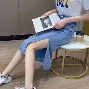 [신상오픈런]|CCK19E0|여성 사계절 데님 앞트임 스커트