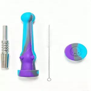 티타늄 조각 도구 실리콘 빨대 1팩 컬러풀 휴대용 야외 식기 세트 천 가방 스테인리스 스틸 여행용