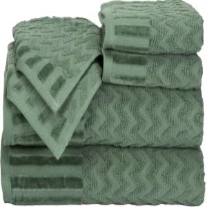 럭셔리 홈 6피스 코튼 디럭스 플러시 목욕 타월 세트 - 셰브론 패턴 조각 스파 장식 바디 핸드 및 페이스
