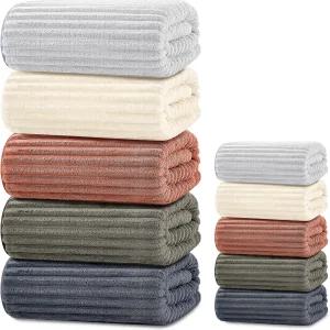 Tewloss 10피스 마이크로파이버 목욕 타월 세트 - 280 GSM 코랄 플리스 오버사이즈 35x67 시트 5장 및 핸드