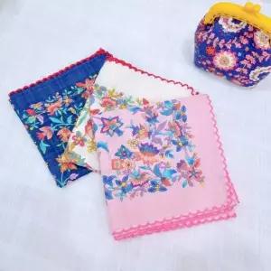 플라워가든 면 손수건 대형 자수 50x50cm 1장