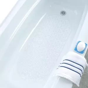 슬립엑스 솔루션 클리어 버블 배스 매트(15 x 35 인치 초장착 커버력 타원형 세탁기 사용 가능)