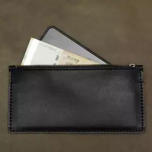 소가죽 수제 지퍼 핸드폰지갑 블랙 장지갑 카드 수납 다용도 미니백