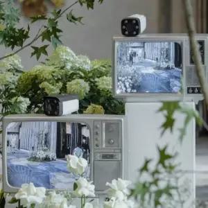 레트로 모니터 티비 매장용 플레이어 아날로그 엔틱 복고 로즈핑크 브라운관