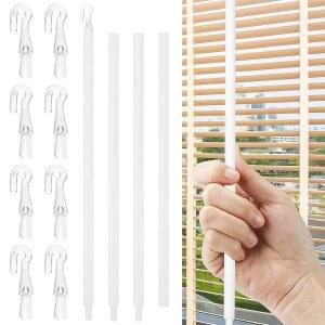 이펫붐 블라인드 지팡이 교체용 후크 - 윈도우 커튼 도어 그늘막 오프너 액세서리용 46인치 롱 버티컬 블라인드 스틱 당김봉 1세트 - 흰색 117x1.1cm