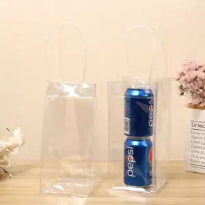 12x35 PVC 투명 와인용 손잡이 긴 포장백 포장봉투 칠링백 쇼핑백