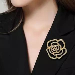 브로치 골드 장미 브로치핀 큐빅