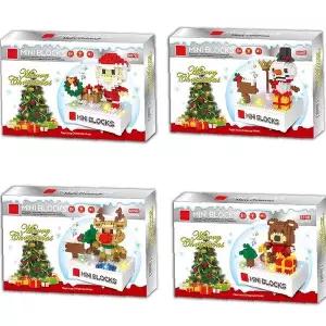 나노블럭 크리스마스 장식 LED 조명 미니 피규어 조립 완구 인테리어 소품