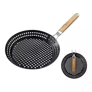 캠핑타공후라이팬 캠핑 구멍 타공후라이팬 숯불향 손잡이 폴딩 바베큐팬