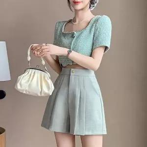 [하프클럽/셀러허브_여성트랜드패션]G126907_치마반바지 주름정장바지 반바