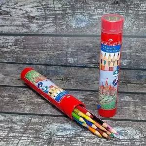 [셀러에이드]유성 컬러연필 12색 원형 틴케이스 색연필 세트 철재 케이스 포함