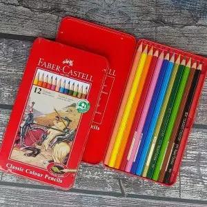 [셀러에이드]유성 색연필 세트 12색 틴케이스 철제 케이스 포함