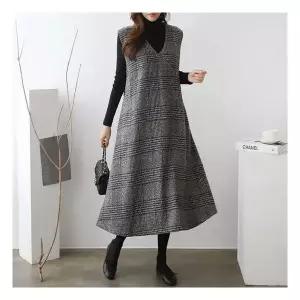 마미누리빅사이즈 일랑체크원피스 사이즈 넉넉한 외출 임부복 176759