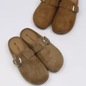 [신세계라이브쇼핑][옷자락] 여자 스웨이드 버클 뮬 데일리 편안한 슬립온 슈즈