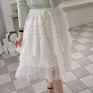 [신세계라이브쇼핑][옷자락] 여자 발레코어 쉬폰 시스루 프릴 캉캉 샤 밴딩 스커트