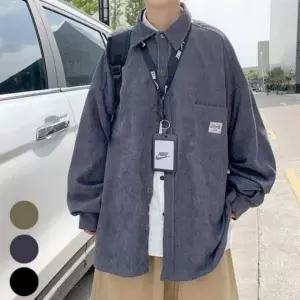 남성 오버핏 골덴 셔츠 포켓 코듀로이 남방 루즈핏 가을 겨울 긴팔