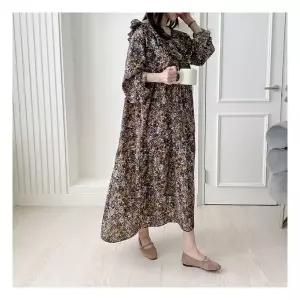 마미누리마더라이크 임산부 루즈핏 카라 프릴 롱원피스 빅사이즈 봄 임부복 176211