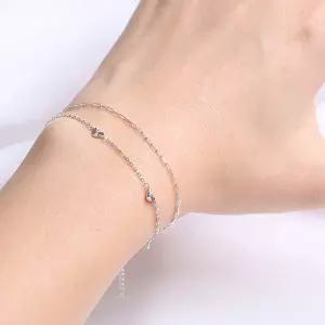 [미니아트]하트 컷팅 92.5 실버 펜던트 언발 두줄 체인 은 팔찌