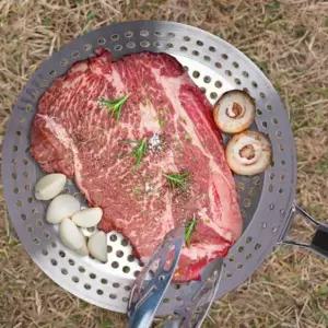 휴대용 접이식 타공 후라이팬 스테인레스 직화 프라이팬 직화구이