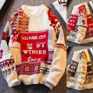 원더우면 남사친 빈티지 스웨터 남녀 코트 패치워크 캐릭터 커플 OPH1