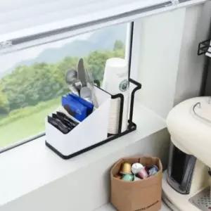 ( )홈카페 스틱 커피 티백 정리 디스펜서 수납함 블랙