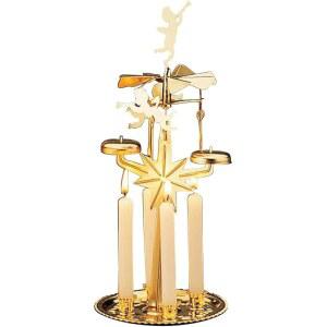 스칸디나비아 크리스마스 피라미드 목마 스피닝 GLOCKENSPIEL 포함 축제 회전 양초 라이트 벨 차임 4개