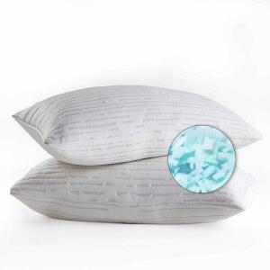 클락 메모리 폼 베개 2팩 퀸 사이즈 침대 수면용 배와 옆침반을 위한 조절 가능한 파쇄 충전재 Certi R US 워셔블 대나무 레이온 커버